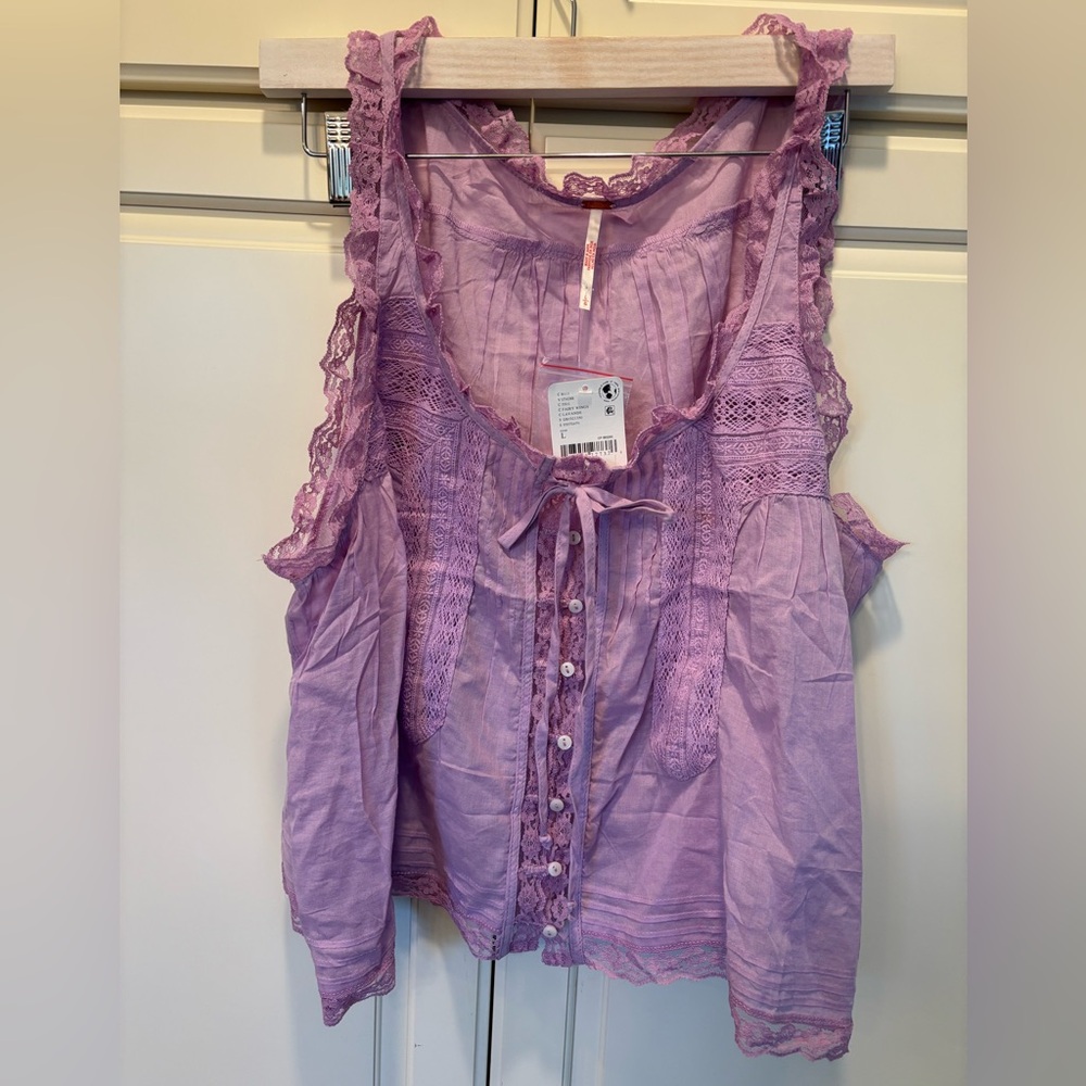NEW W TAGS: FP Lavender Lace Trim Blouse